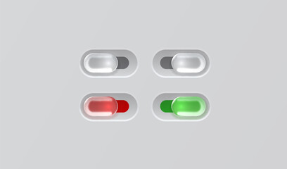 Wall Mural - color set on off switch button ui isolated white background. vector illustration