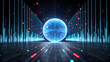 © arthub Tokyo - An abstract rendering presents a futuristic glowing sphere amidst data streams and vibrant particle effects creating a modern digital backdrop.