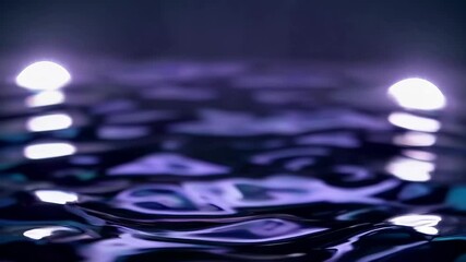Wall Mural - Abstract pool water surface in dark indigo and teal, soft halo lights and ripples, stylized dreamy background for elegant tropical flyer. subtle blur and shimmer