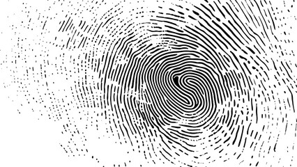 Wall Mural - vector white and black fingerprint texture. black fingerprint on white transparent background.