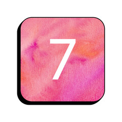 Wall Mural - Number Seven: A vivid, watercolor-inspired square with a prominent number seven, creating a striking visual for various design applications.