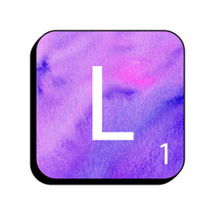 Wall Mural - Letter L with Watercolor Texture: A captivating close-up of letter 