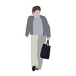 ©  Vi Min - Set of drawings of people on the street in spring clothes. 2D image for use as an entourage. Vector flat city infographics