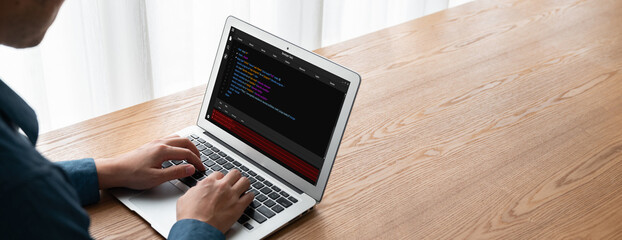 Wall Mural - software development programming on computer screen for modish application and program coding