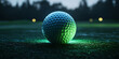 © BgStudio98 - Illuminated golf ball on green course nighttime sport leisure recreation game glowing sphere precision