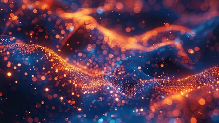 Wall Mural - abstract glowing particles flowing in waves, digital art