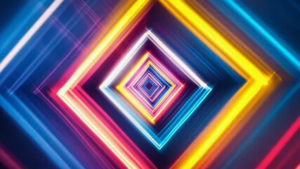 Wall Mural - abstract neon tunnel a vibrant journey through a geometric light display