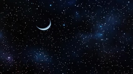 Wall Mural - A digital depiction of a starry night with the moon shining brightly and various stars scattered throughout.