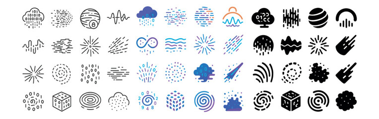 Tech and data line icons set – outline, technology and digital design symbols