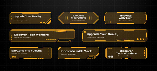 Wall Mural - hud text box frame vector set. futuristic display elements for digital interfaces. technology layout