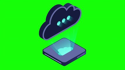 Wall Mural - isometric cloud database animation. cloud computing and file cloud storage. modern technology. motio