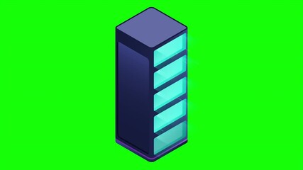 Wall Mural - isometric futuristic server animation. isometric database or data center. abstract blockchain. compu