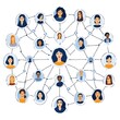 © Fc - Diverse interconnected people network.  A visual representation of a large network of people with various backgrounds, connected by lines, symbolizing strong relationships and communication