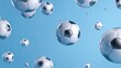 © RatWats - Soccer balls in the air against a light blue background