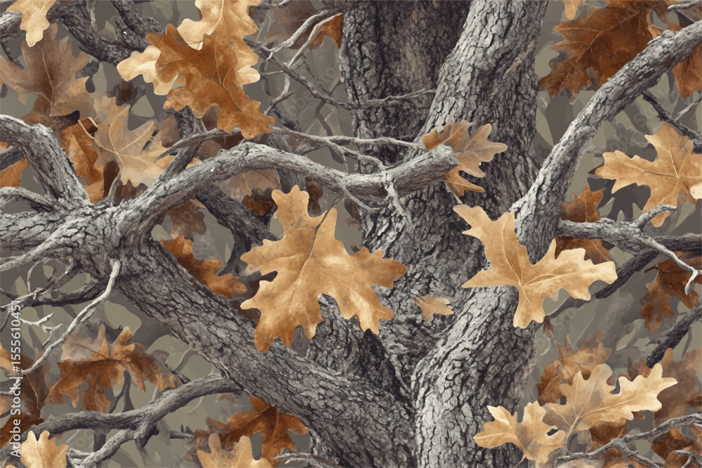 Camouflage seamless pattern. Forest real tree camouflage design ...