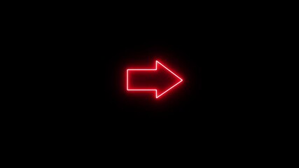 Wall Mural - Animated arrow icon on black background. Neon arrow symbol icon.