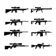 © Aisyah Faiha - Set of various military sniper rifle silhouettes
