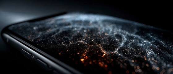 Abstract Smartphone Screen  Glittering Data  Digital Texture  Mobile Mockup