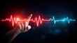 © Hospital man - Monitoring heart health with digital technology pulse detection medical environment digital visualization close-up focus health concept
