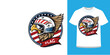 © sumanavact - Vintage American Eagle Head T-Shirt Design  Retro Grunge Bald Eagle Vector Illustration.