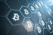 © Arif - Interlocked hexagons with bitcoin symbols in digital crypto theme