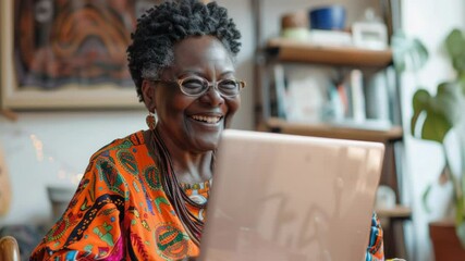 Wall Mural - a woman sits in front of a laptop, typing away