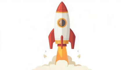 Wall Mural - a red and white rocket soaring through the sky with smoke trail
