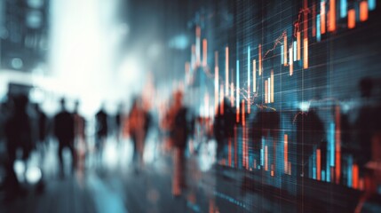 Wall Mural - technology-driven financial meeting showing profits increase through modern data dashboards.