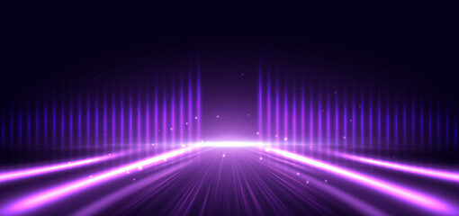 Canvas Print - scene purple light on dark background with effect glowing. futuristic backdrop design concept.