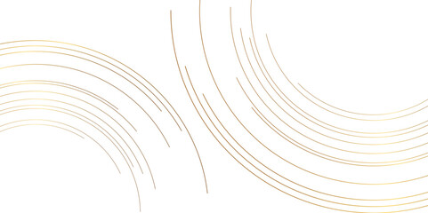 Wall Mural - golden minimal circular abstract dynamic lines isolated on white background. future technology banne