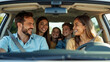 © MOTOKO Stock - Joyful Diverse Family Road Trip in Modern SUV Isolated on Transparent Background - Perfect for Family Product Advertising