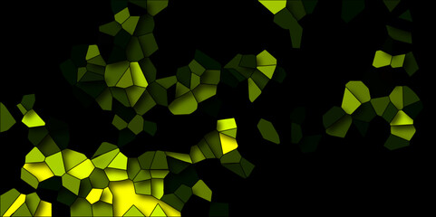 Wall Mural - Abstract green background with arrows. Light Green vector low poly layout. Low poly crystal mosaic background. 3d Dark lemon broken stained glass. Voronoi diagram 3d shapes vector vintage background.