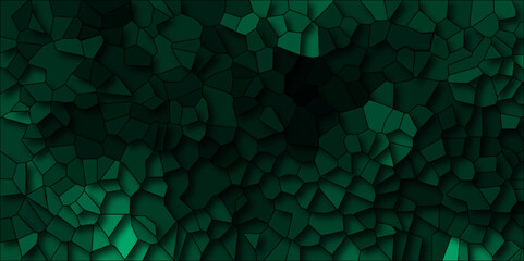 Wall Mural - Dark green polygonal crystal Background. Hexagonal dark mosaic cement stone concrete tile wall texture background. Dark jade stone background with rock pattern, macro. Texture of abstract backdrop.