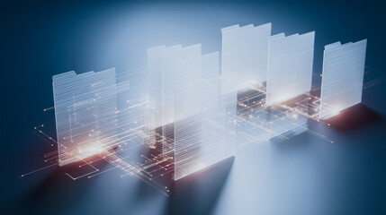 Wall Mural - digital data visualization: an abstract digital rendering showcasing an array of data streams and in