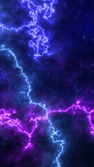 Poster - vibrant glowing electric nebula with purple and blue plasma in deep space
