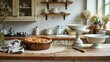 © Beniamin - Rustic kitchen interior with freshly baked pie and vintage decorations