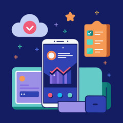 mobile phone with flat icons
