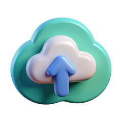 Wall Mural - abstract 3d render of cloud upload icon pastel colors digital technology modern design graphic eleme