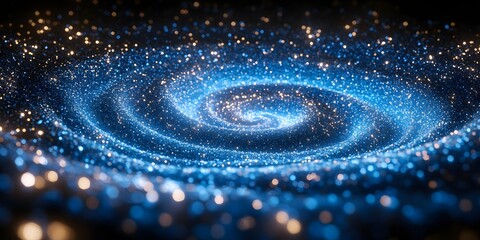 Wall Mural - A dazzling display of swirling blue and gold particles resembling a cosmic galaxy formation