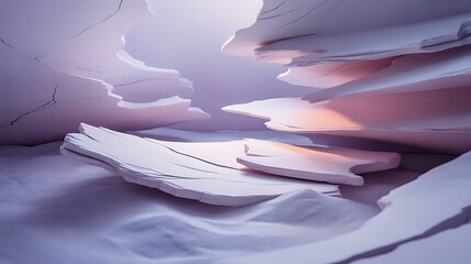 Canvas Print - fractured abstract landscape with pastel hues purple
