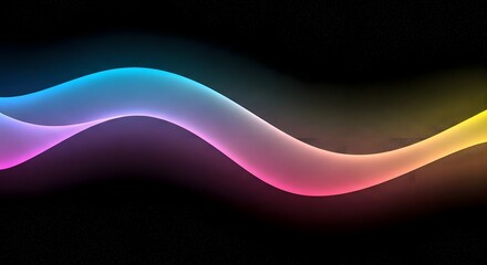 Wall Mural - glowing colored waves against a dark speckled background