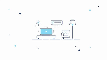 Wall Mural - minimalist workspace setup animation with smart devices and home automation