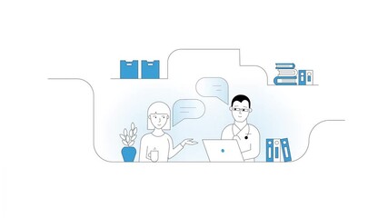 Wall Mural - family healthcare animation with doctor consulting and medical files