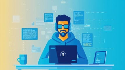 Cybersecurity expert coder working on secure system