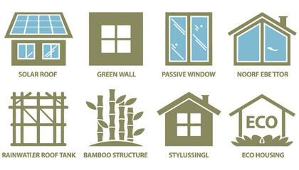 Collection of diverse house and building icons for real estate and web design