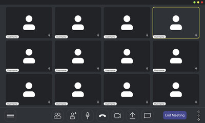 Wall Mural - multiple users joined a virtual meeting platform for discussion.