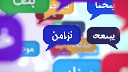 Colorful Arabic Chat Bubbles: Social Media Communication