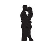 © Abid - Couple embracing in silhouette against white background
