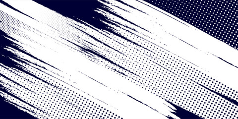 Wall Mural - Dots halftone white \u0026 blue color pattern gradient grunge texture background. Dots pop art comics sport style vector illustration