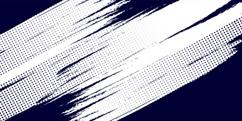 Wall Mural - Dots halftone white \u0026 blue color pattern gradient grunge texture background. Dots pop art comics sport style vector illustration